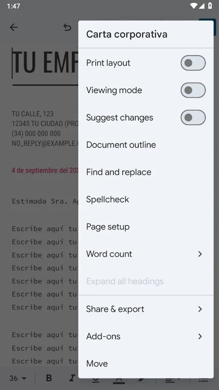 Google Docs – Screenshot 1